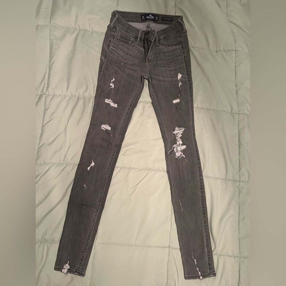 Hollister Dark Gray Distressed Skinny Jeans